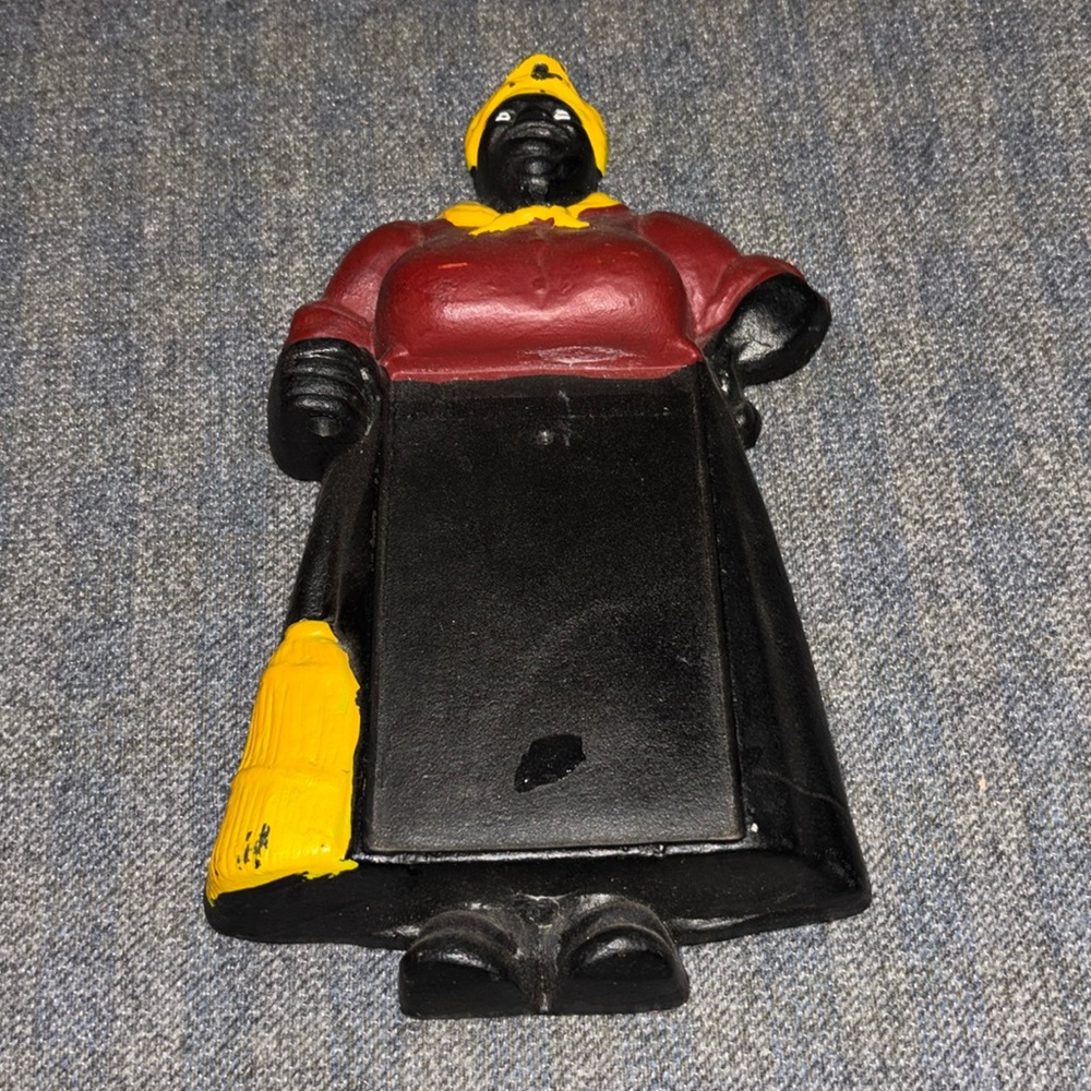 Antique 1940s Americana Cast Iron Momma Memo note pad pencil holder. - Picture 3 of 7